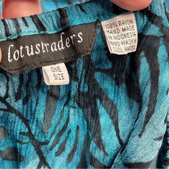 Lotus Traders Dress Batik Asymmetrical Babydoll Fairy Whimsigoth Black Blue OS - Picture 12 of 12